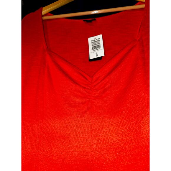 NWT Torrid Sweetheart Neckline Midi Dress Women's Size 5T Red Orange Feminine - Picture 7 of 7